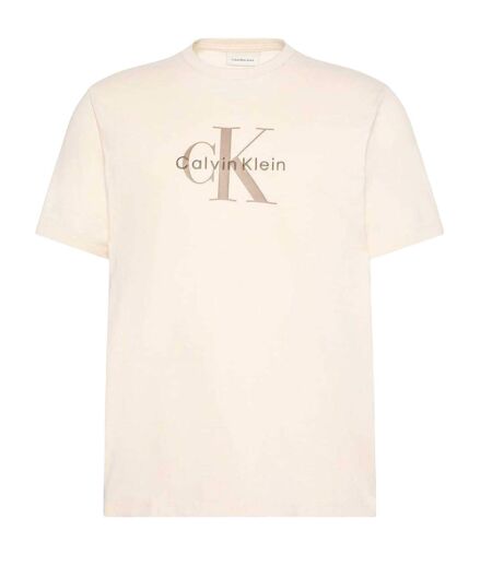 T-shirt Motif/style Monogramme Homme Blanc Cassé Calvin Klein