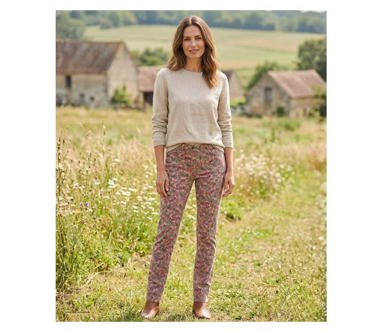 MAYFLOWER BELINDA2O - Pantalon stretch imprimé fleuri orange : fraîcheur et confort absolu-5