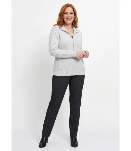 Gilet zippé uni mi-long maille épaisse