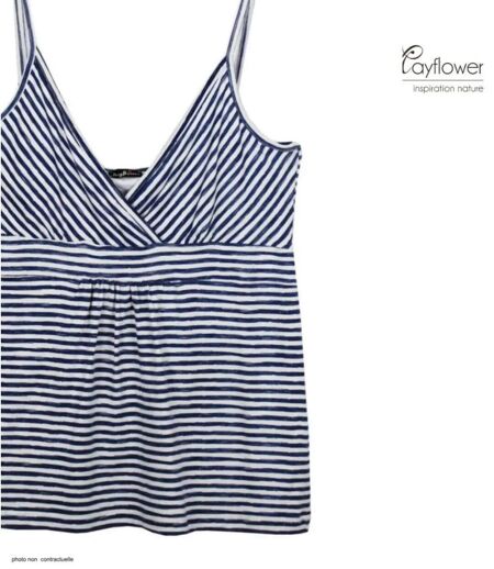 Débardeur MAYFLOWER TF208M effet cache-cœur : le look marin en viscose fluide pour sublimer votre silhouette