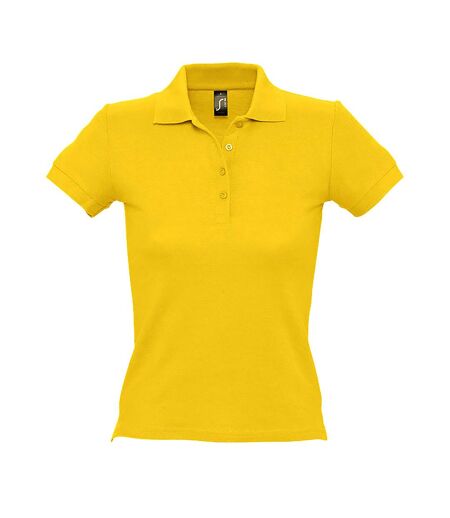 SOLS Womens/Ladies People Pique Short Sleeve Cotton Polo Shirt (Gold)