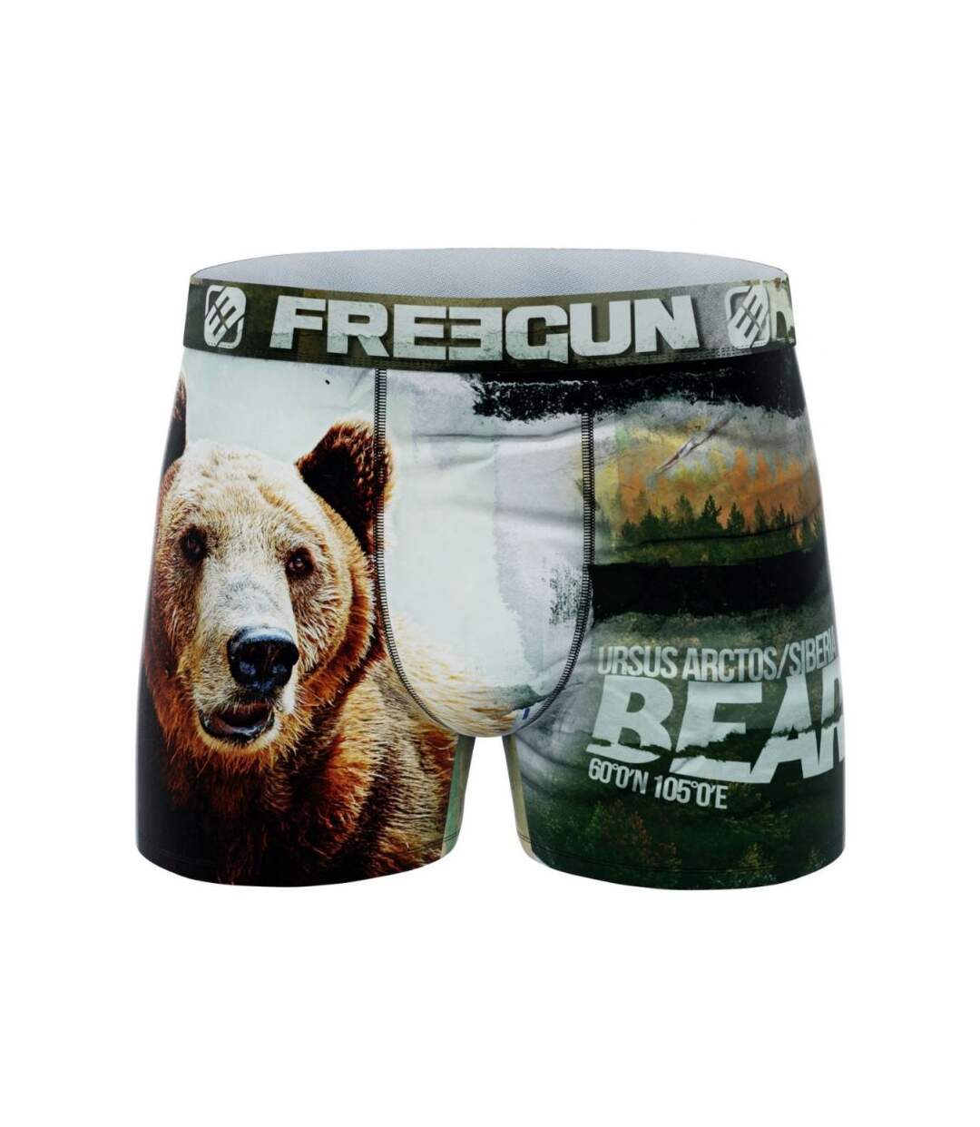 FREEGUN Boxer Homme Microfibre recyclée BEA Gris Marron PREMIUM