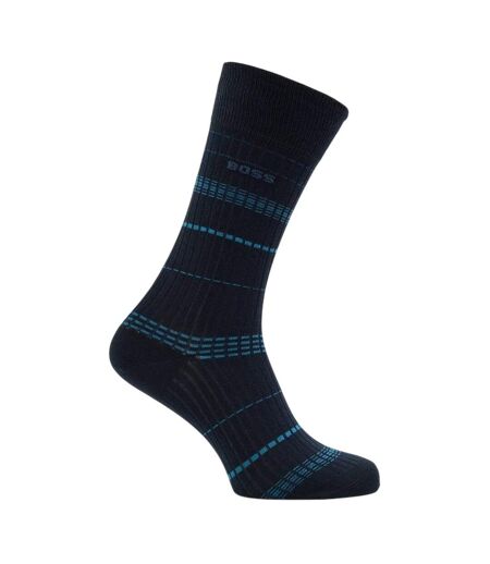 Lot De 3  Chaussettes Motif/style À Rayures Adulte Bleu Foncé Boss