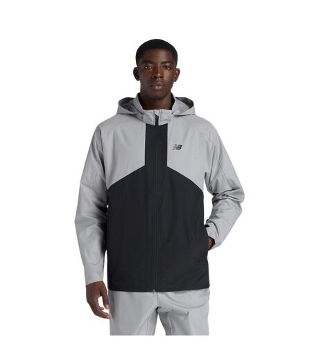 Mens Two Tone Woven Hooded Jacket Grey Black New Balance