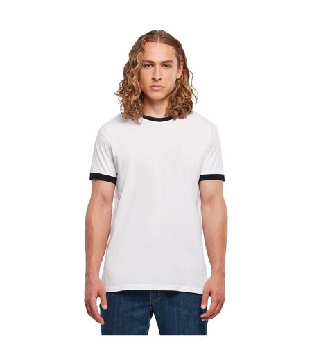 T-shirt Ringer Pour Hommes Blanc Noir Build Your Brand
