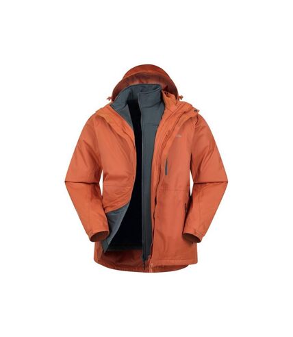 Mens bracken extreme 3 in 1 waterproof jacket burnt orange Mountain Warehouse