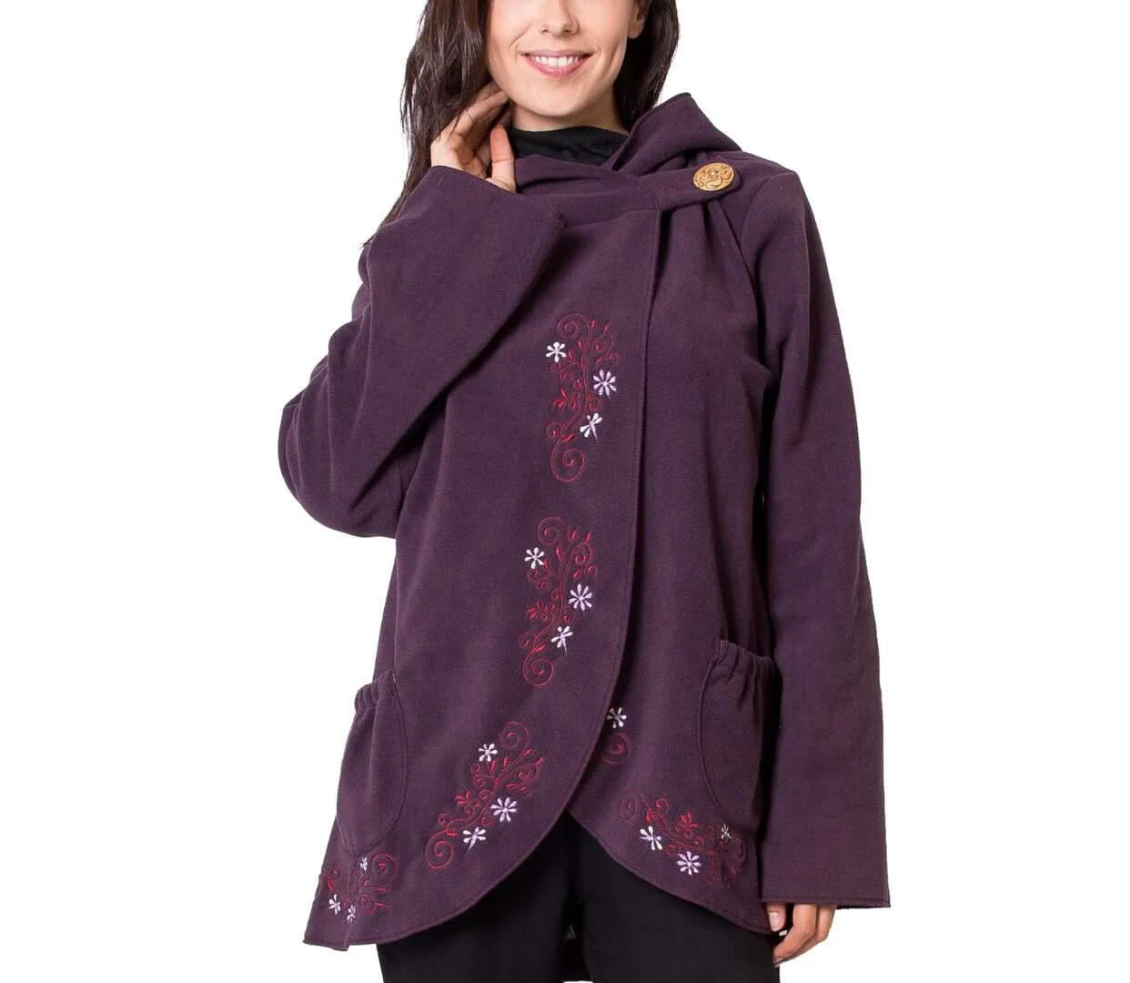 Veste polaire brodée COLUMBIA violette Coton Du Monde-1