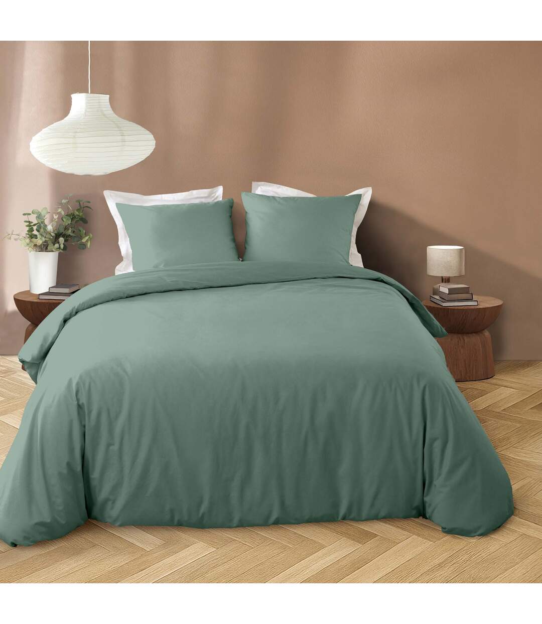 Parure de Lit 3 Pièces Liam 240x220cm Vert Cèdre-1