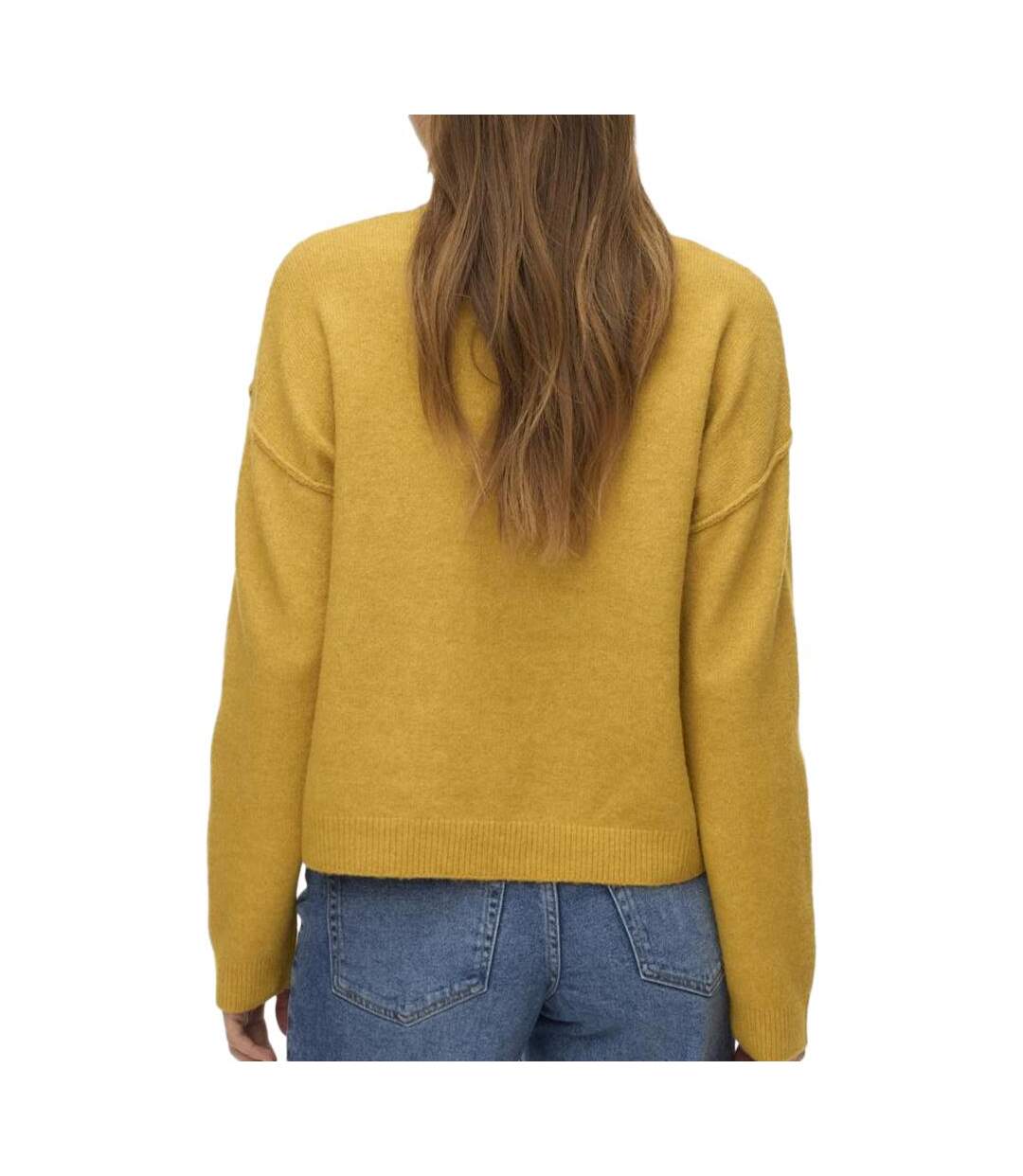 Pull jaune  moutarde femme vero moda besti-2