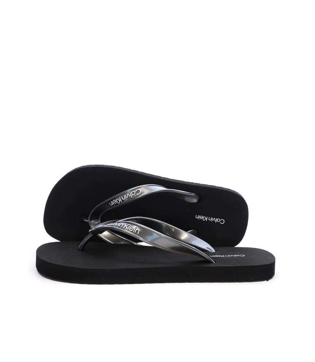 Tongs noir femme calvin klein jeans flip flop tpu metall-1
