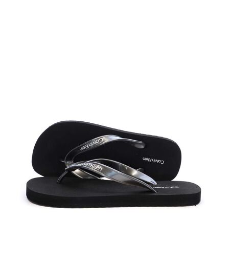 Tongs noir femme calvin klein jeans flip flop tpu metall