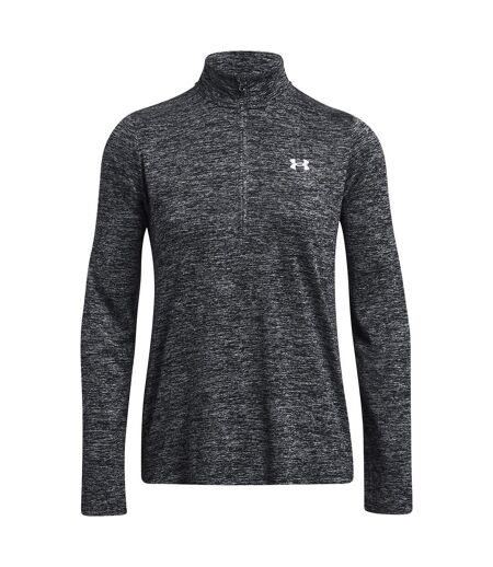 Womens/ladies Tech Textured Half Zip Top Black Twist Under Armour