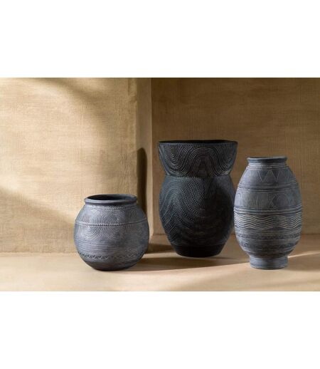 Vase Cruche en Ciment Black Lombok 29cm Noir