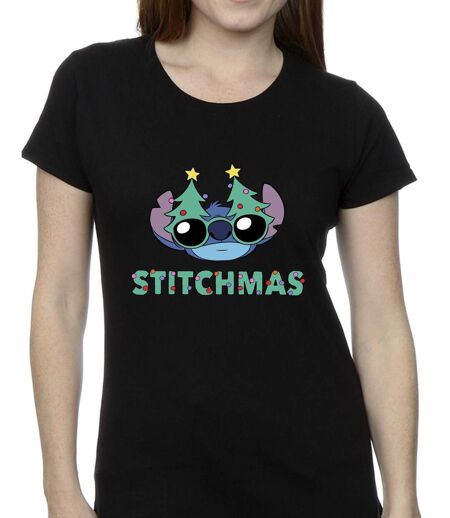 Disney T-shirt en coton Femmes/Ladies Lilo & Stitch Lunettes de Stitchmas (Noir) - UTBI26103