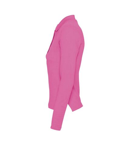SOLS Womens/Ladies Podium Long Sleeve Pique Cotton Polo Shirt (Flash Pink) - UTPC330