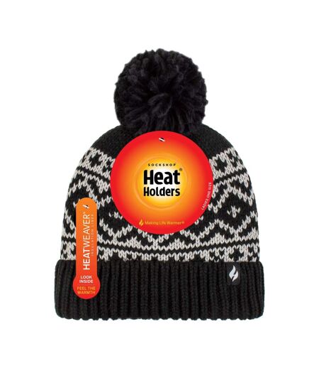 Cozy Patterned Bobble Hat for Women | Cable Knit Beanie with Fleece Lining
