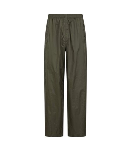 Mens pakka waterproof over trousers dark khaki Mountain Warehouse