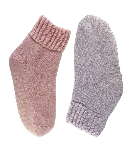2 Pack Soft Warm Merino Wool Slipper Socks for Ladies