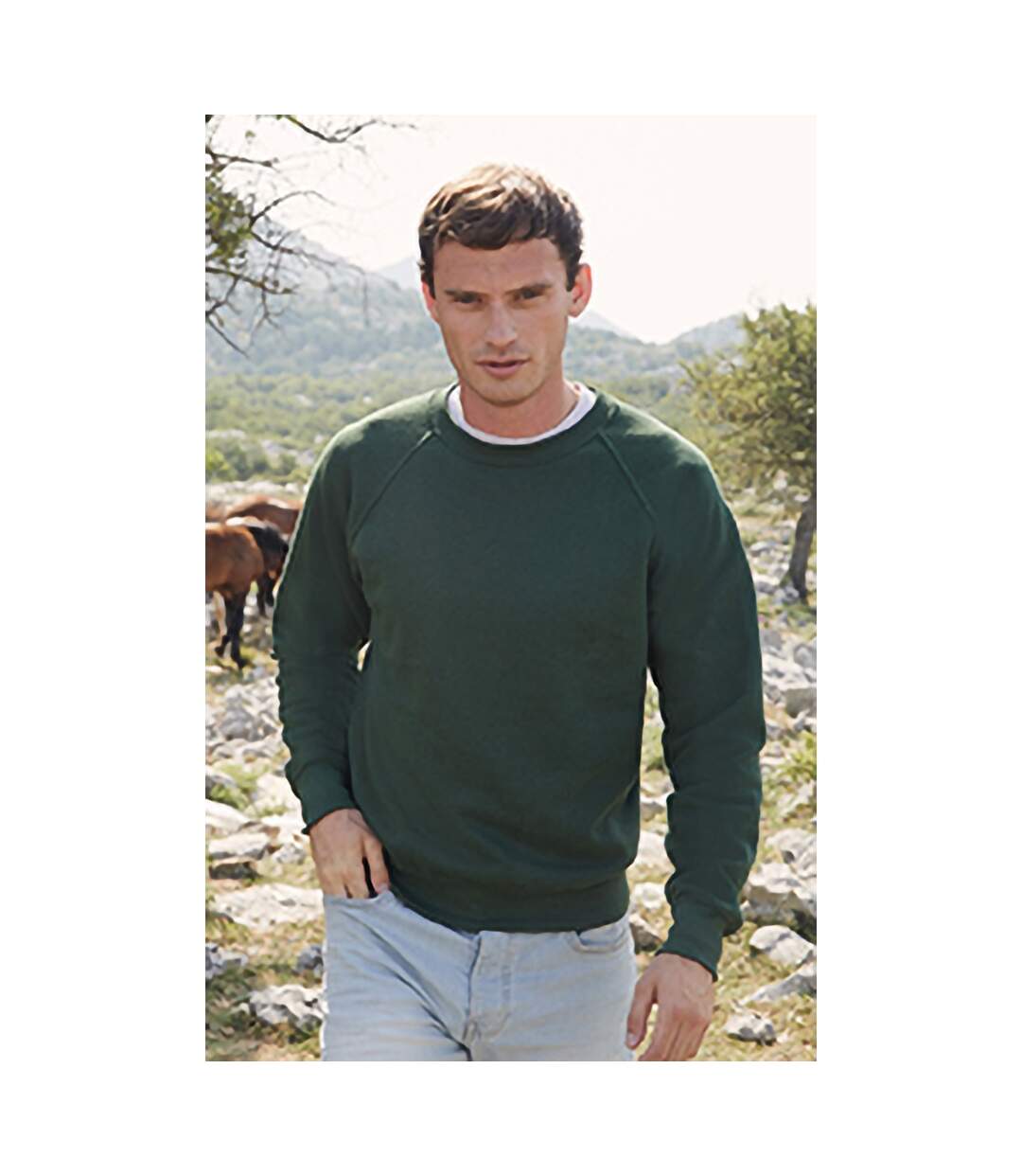 Fruit Of The Loom Mens Raglan Sleeve Belcoro® Sweatshirt (Classic Olive) - UTBC368