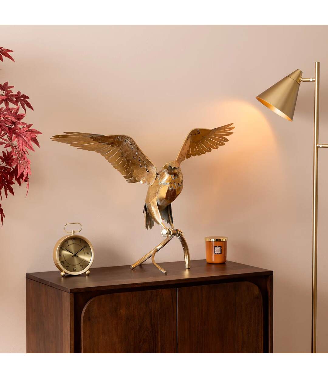 Statue Aigle en Métal Kadi 85cm Doré-5