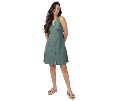Robe courte sans manches MAURINE unie kaki Coton Du Monde