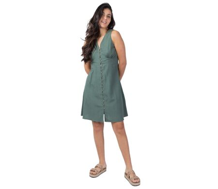 Robe courte sans manches MAURINE unie kaki Coton Du Monde