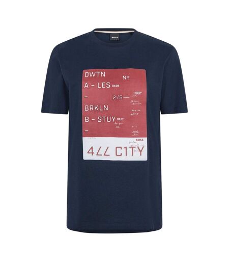 Mens City Cotton T-shirt Dark Blue Boss