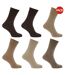 Lot de 6 Chaussettes non-élastiquée paires homme marron Universal Textiles-1