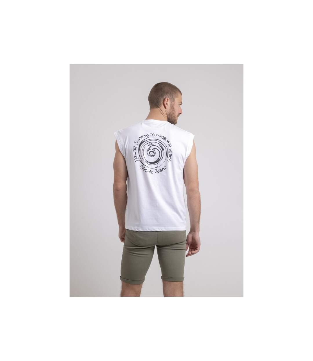 T-shirt sans manches col rond pur coton NEGAK