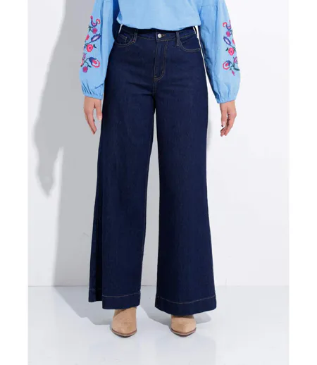 Jean large 5 poches taille haute
