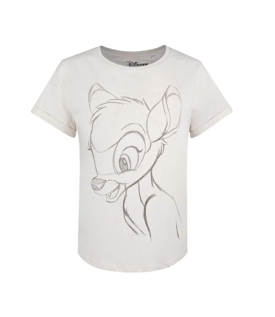 T-Shirt blanc femme disney bambi sketch-1