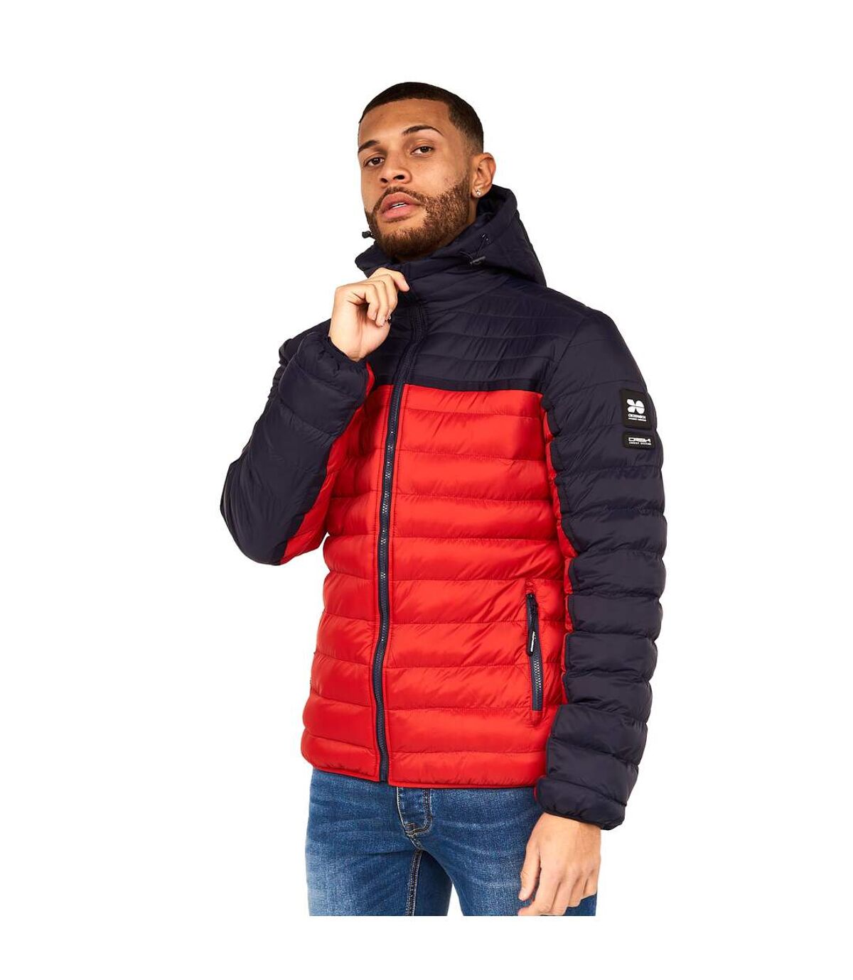 Crosshatch Mens Pymoore Contrast Panel Padded Jacket (Red)