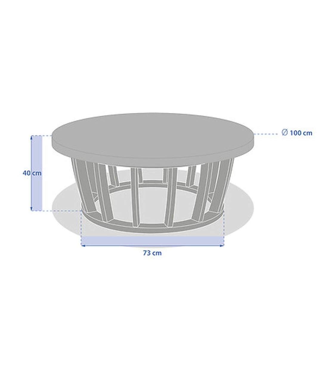 Table basse de jardin ronde en bois et béton LEMINDO - Marron-2