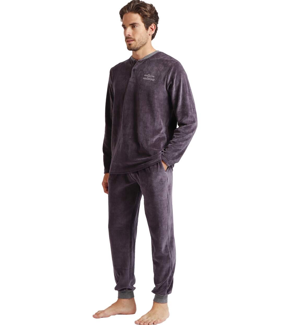 Pyjama velours tenue d'intérieur pantalon et haut Home Admas