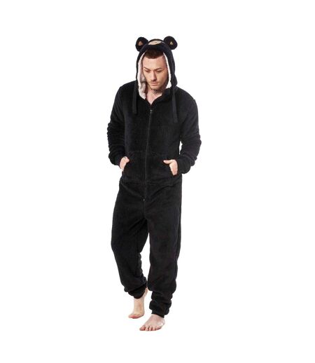 Mens Gorilla Head Fleece Jumpsuit Black Keanu