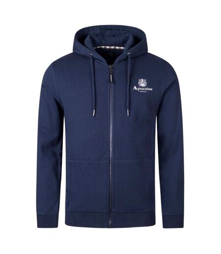 Mens Active Small Logo Full Zip Hoodie Navy Aquascutum