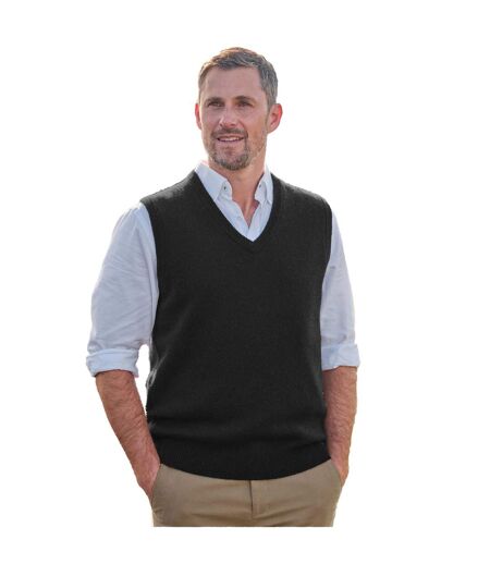 Mens V Neck Sleeveless Pullover Black WoolOvers