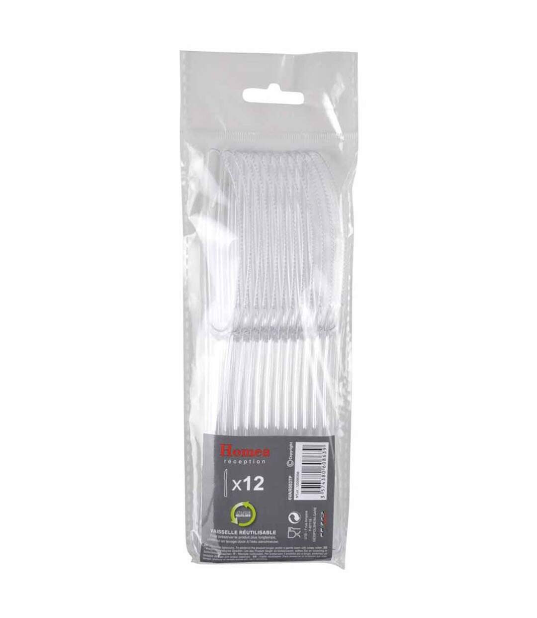 Lot de 12 Couteaux Réutilisables 20cm Transparent-1