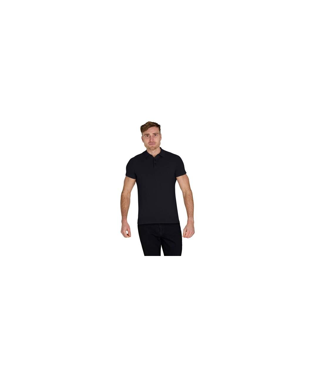 Mens Knitted Short-sleeved Polo Shirt Black Raging Bull-1