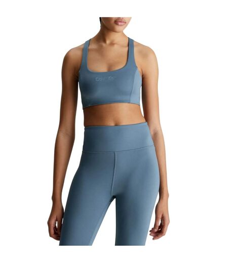 Womens/ladies Medium Impact Sports Bra Blue Calvin Klein