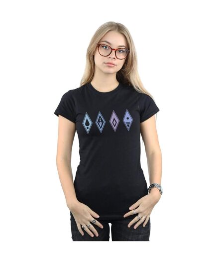 Disney T-shirt en coton Femme/Femme Frozen 2 Elements Symbols (Noir) - UTBI21654