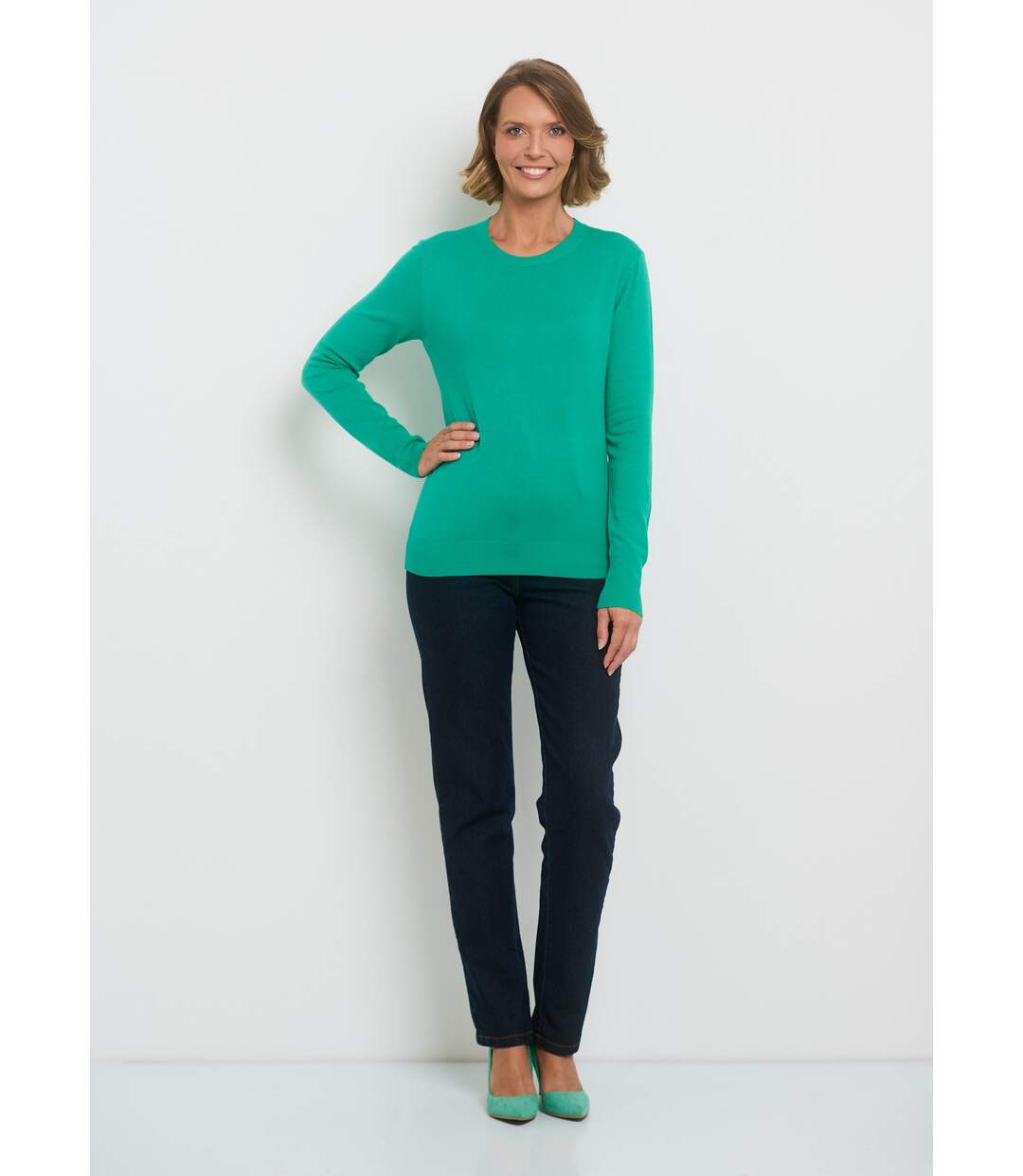 Pull manches longues maille fine jauge-3
