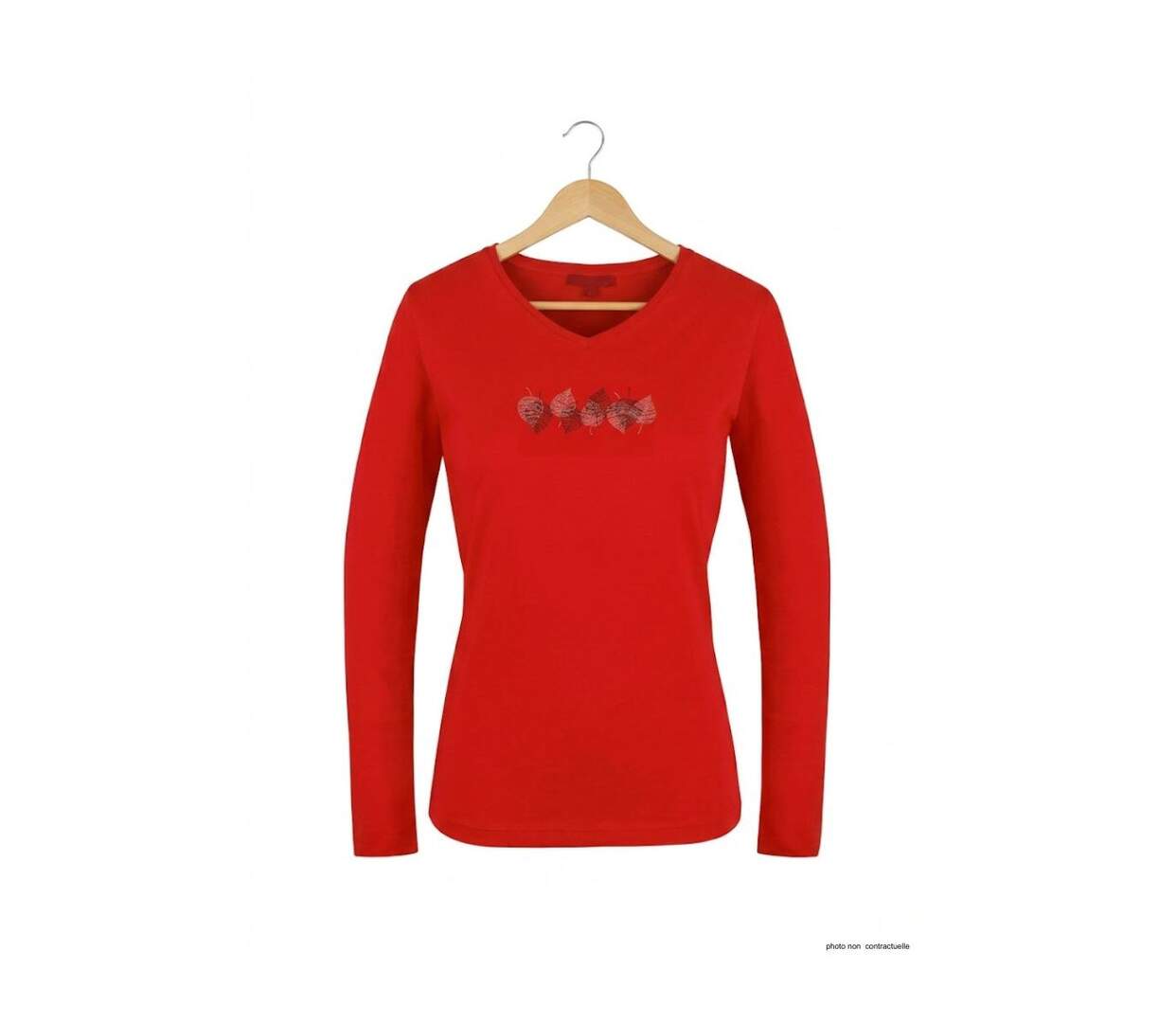 Mayflower NERUDA1GT : Tee-shirt manches longues grande taille rouge en coton-2