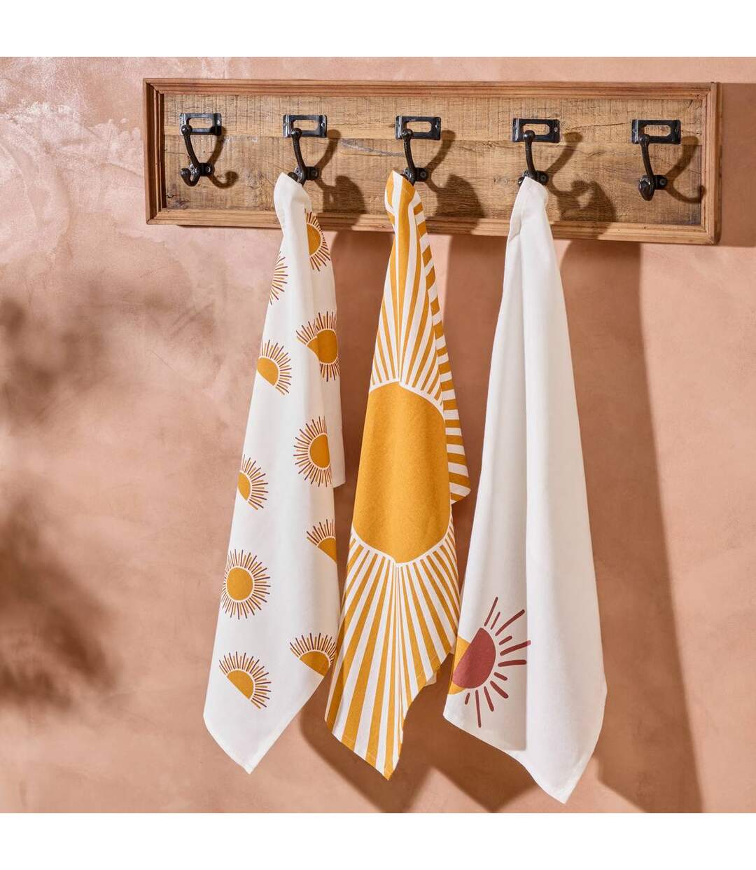 Lot de 3 Torchons de Cuisine Solaris 45x70cm Ocre-5