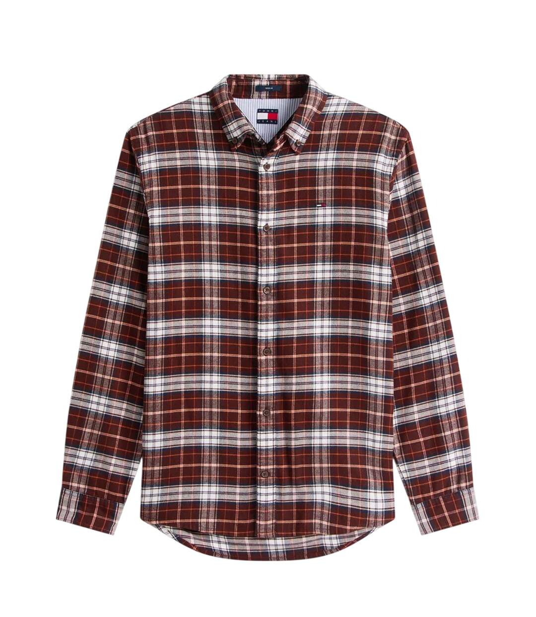 Mens Checked Flannel Long-sleeved Shirt Brown Tommy Jeans-2