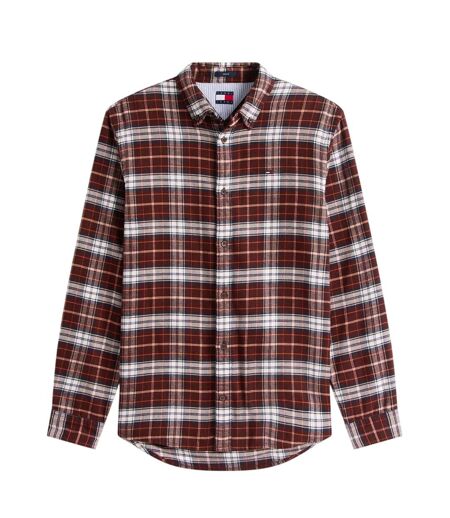 Mens Checked Flannel Long-sleeved Shirt Brown Tommy Jeans