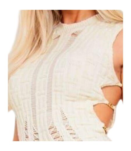 Robe Longue Femme Crème Missy Empire
