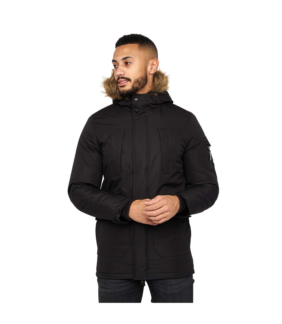 Mens Parkmoore Parka Black Crosshatch-2