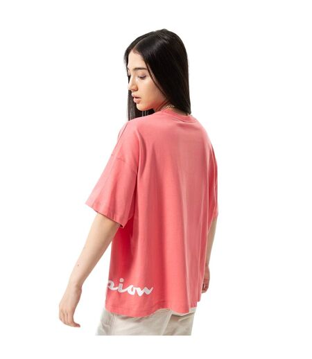 Womens/ladies Crew Neck Regular Crop T-shirt Pink Champion