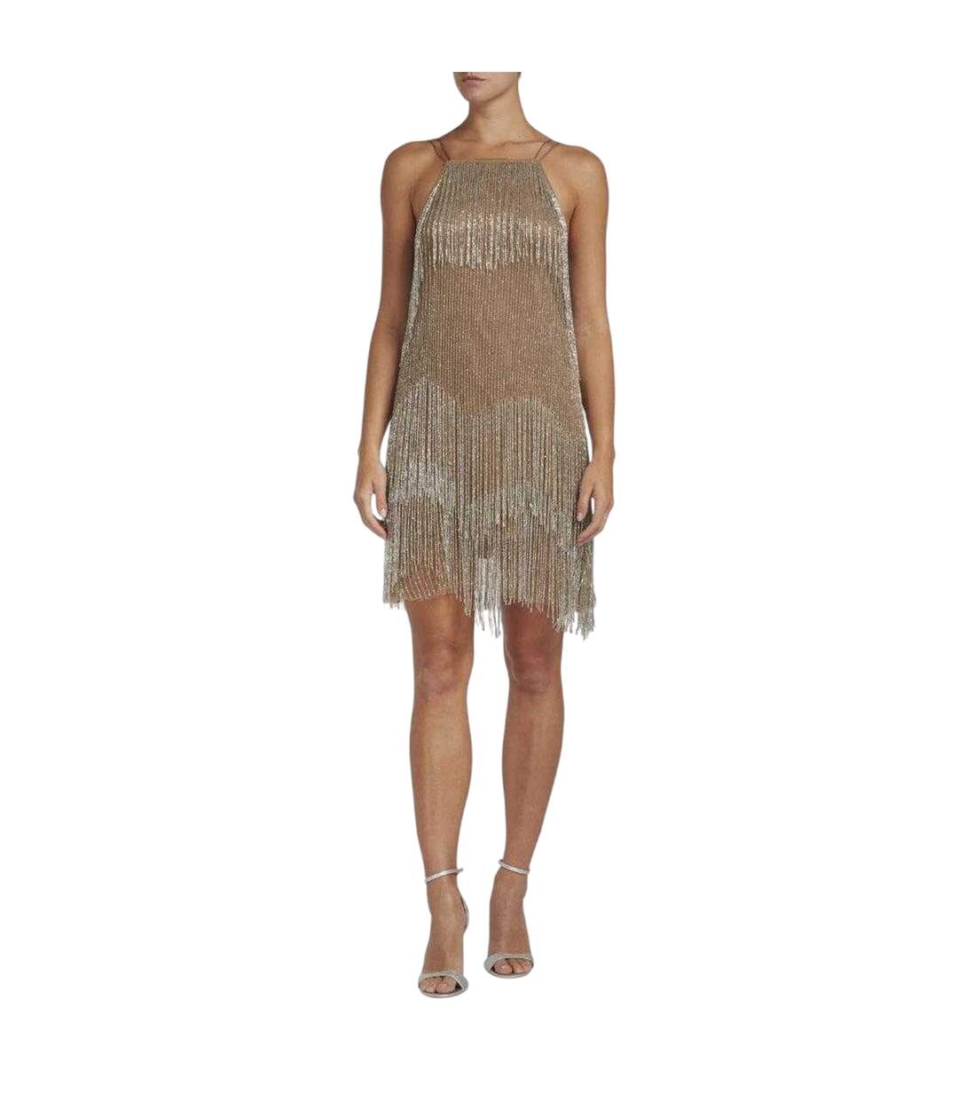 Womens/ladies Diveria Rhinestone Fringe Mini Dress Nude Pink Ted Baker-3